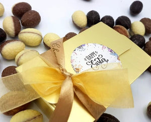 125 gram amb. paaseitjes in gouden doosje