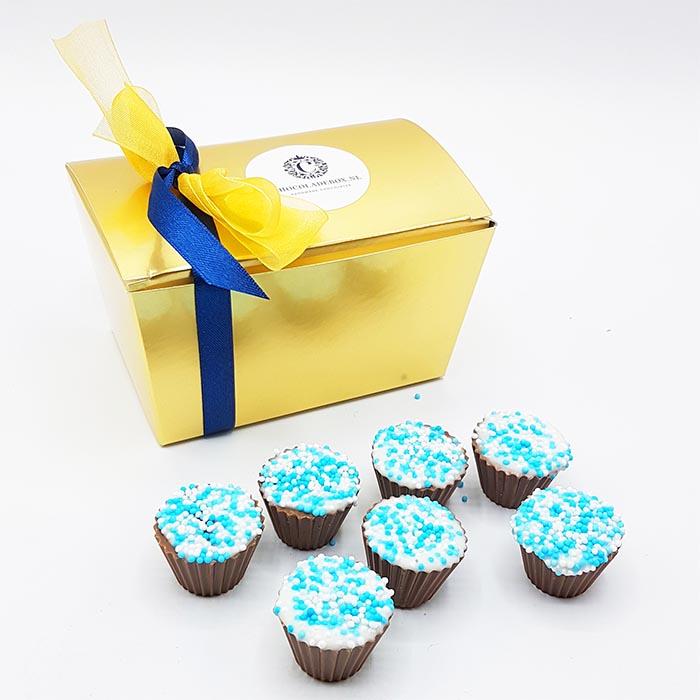 250 gram blauwe bonbon beschuitjes in luxe bonbondoosje