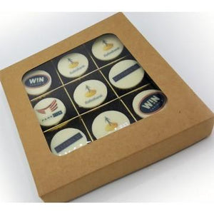 9 bonbons met logo in luxe Craftbox - bonbons -chocolade - Chocoladebox.nl