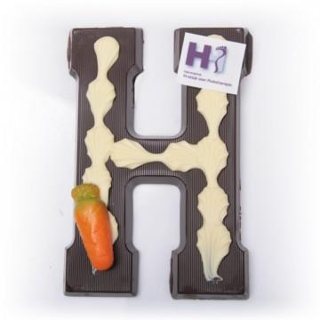 Luxe Chocoladeletter met logo 225 gram Pure chocolade