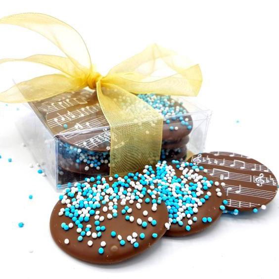 Luxe geboorteflikken Melkchocolade Blauw in geschenkdoosje