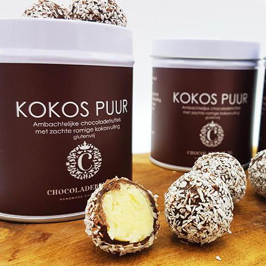 Kokostruffels in blik - Chocoladebox special.