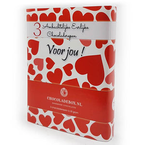 3 chocoladerepen Puur Liefde in hartendoosje (Brievenbus)