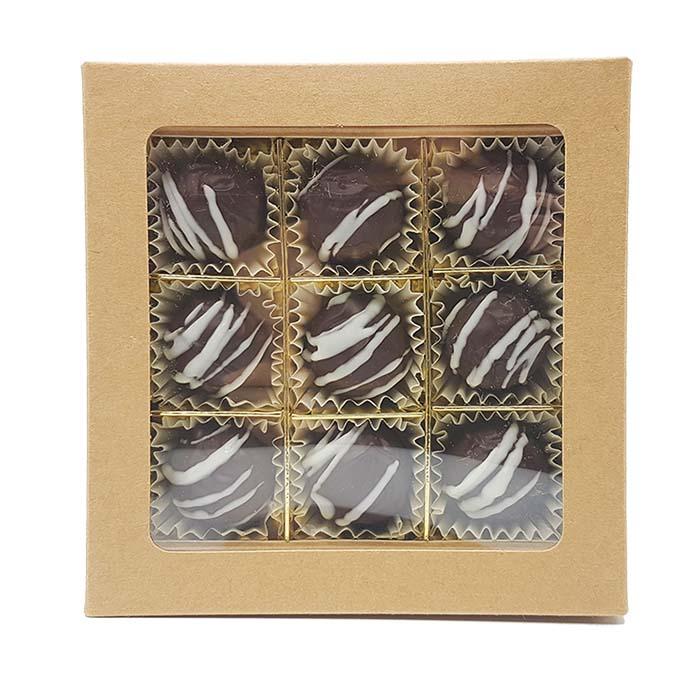 Rum-Rozijnen chocoladetruffels in luxe craftdoosje
