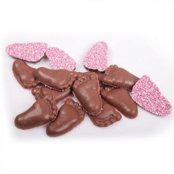 Babyvoetjes chocolade met muisjes Roze 250 gram