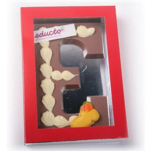Luxe Chocoladeletter S met logo 225 gram Melk chocolade - bonbons -chocolade - Chocoladebox.nl